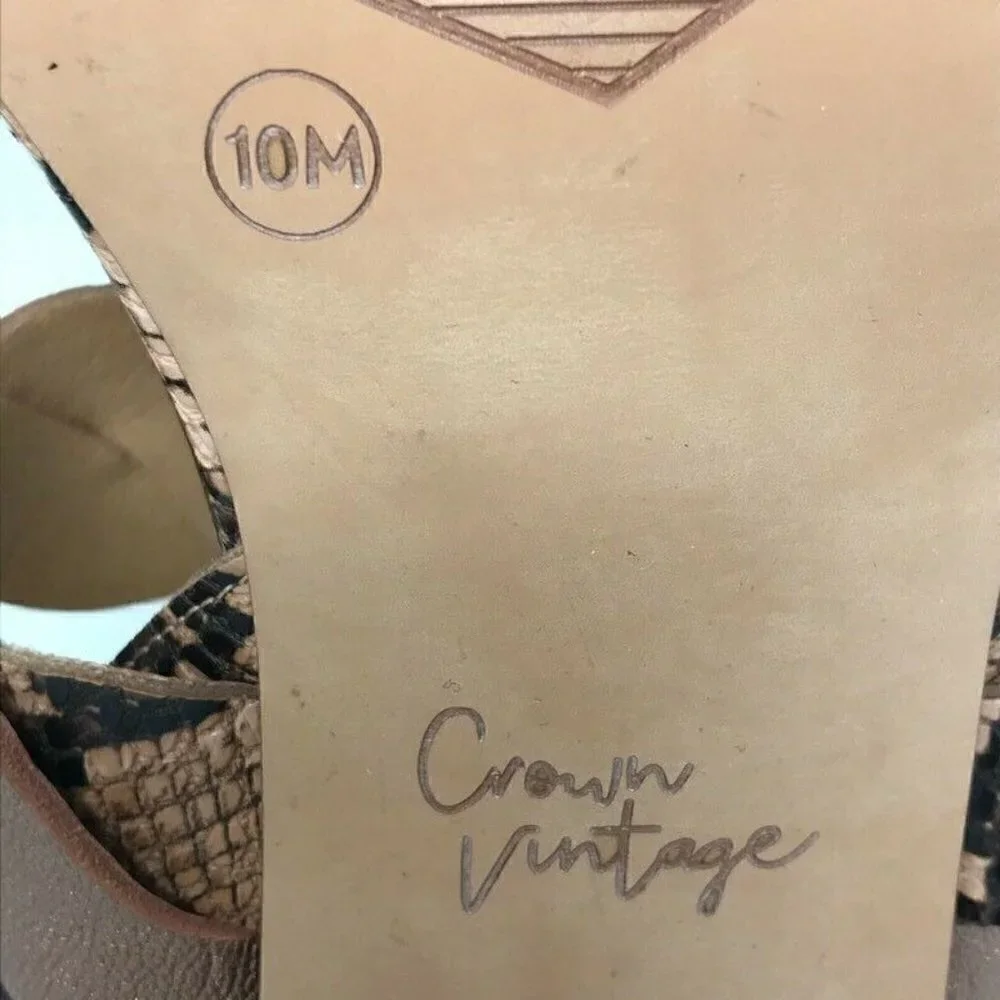 Crown Vintage Slingback Sandals Block Heels 10